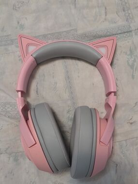 Razer Pink and Gray Cat Ear Wireless Headset